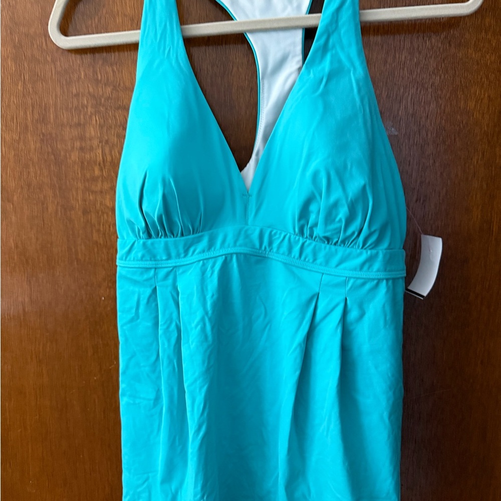 Lands' End Aqua Halter One-Piece Swimsuit